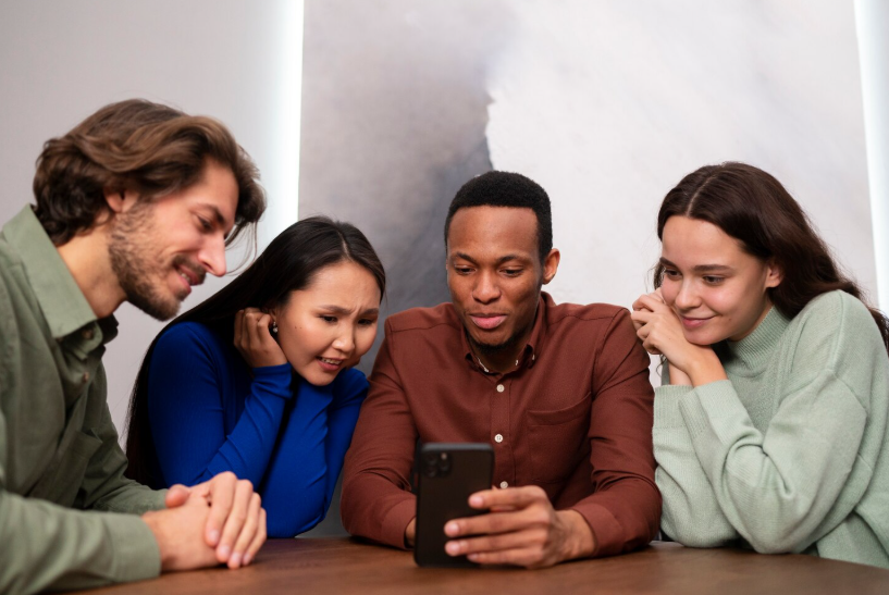 Sudden search spikes as a group of people react to something they see on a smartphone.